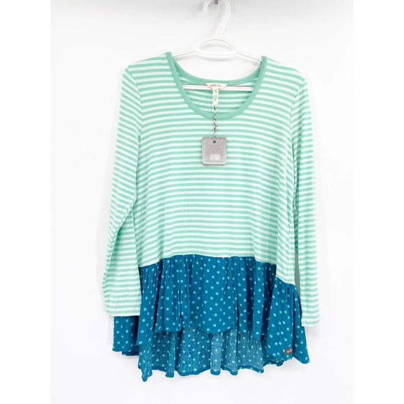 Matilda Jane Striped + Dot Peplum Ruffle Tunic Top NEW Size S - Picture 1 of 5